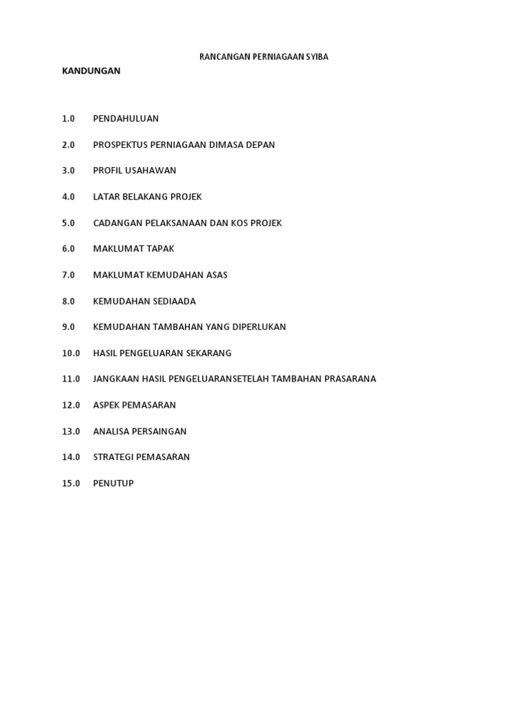 Rancangan Perniagaan Syiba | PDF