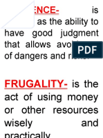Prudence and Frugality