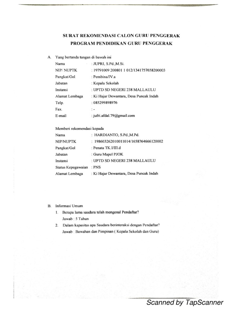 Surat Rekomendasi | PDF