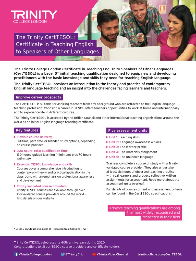 CertTESOL Factsheet | PDF | English As A Second Or Foreign Language ...