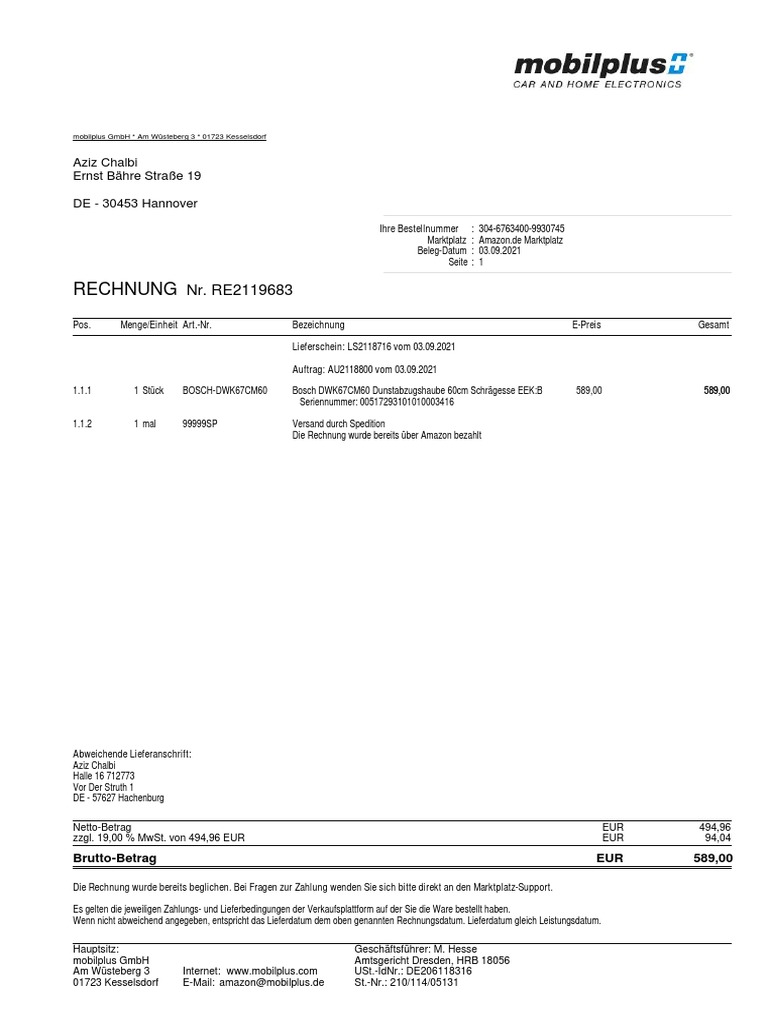 Invoice Mobilplus | PDF