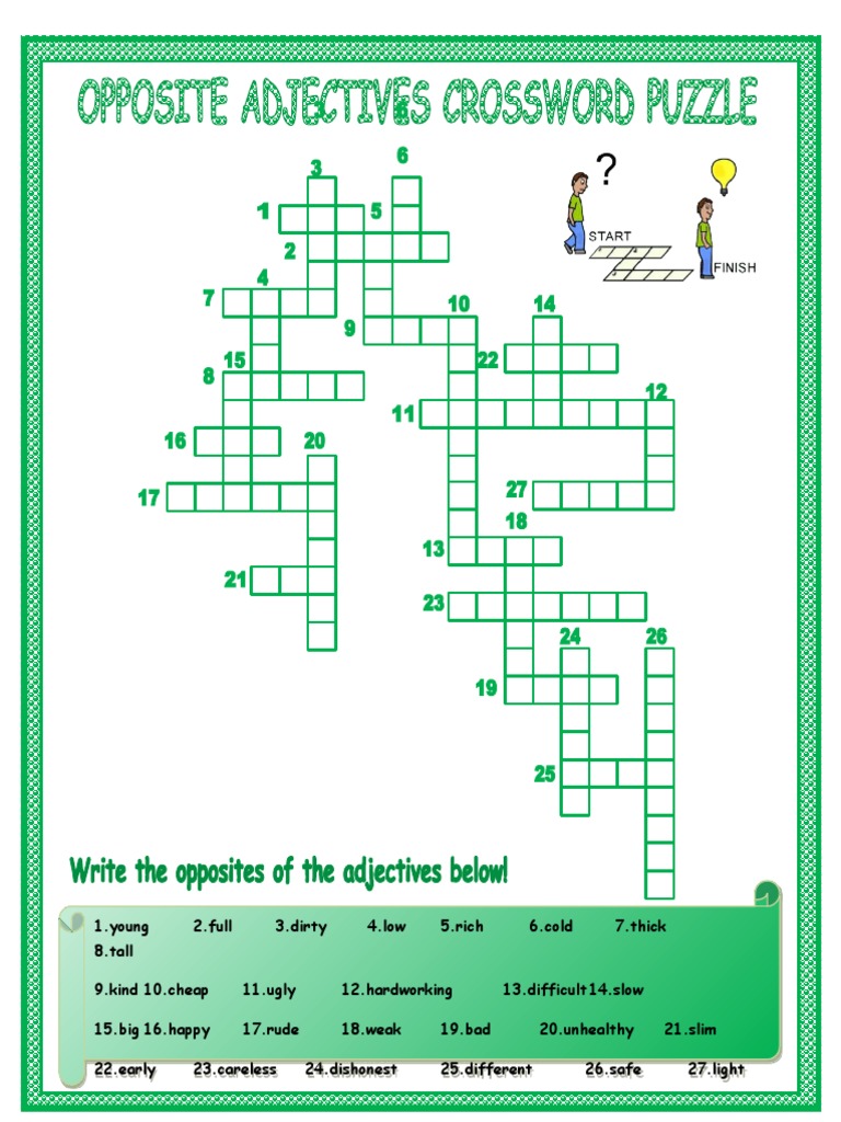Opposite Adjectives Crossword Puzzle Crosswords 129495 PDF