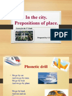 In The City. Prepositions of Place.: Lesson For The 5 Grade