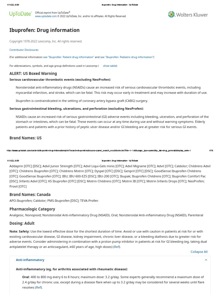 Ibuprofen Drug Information UpToDate PDF Nonsteroidal Anti