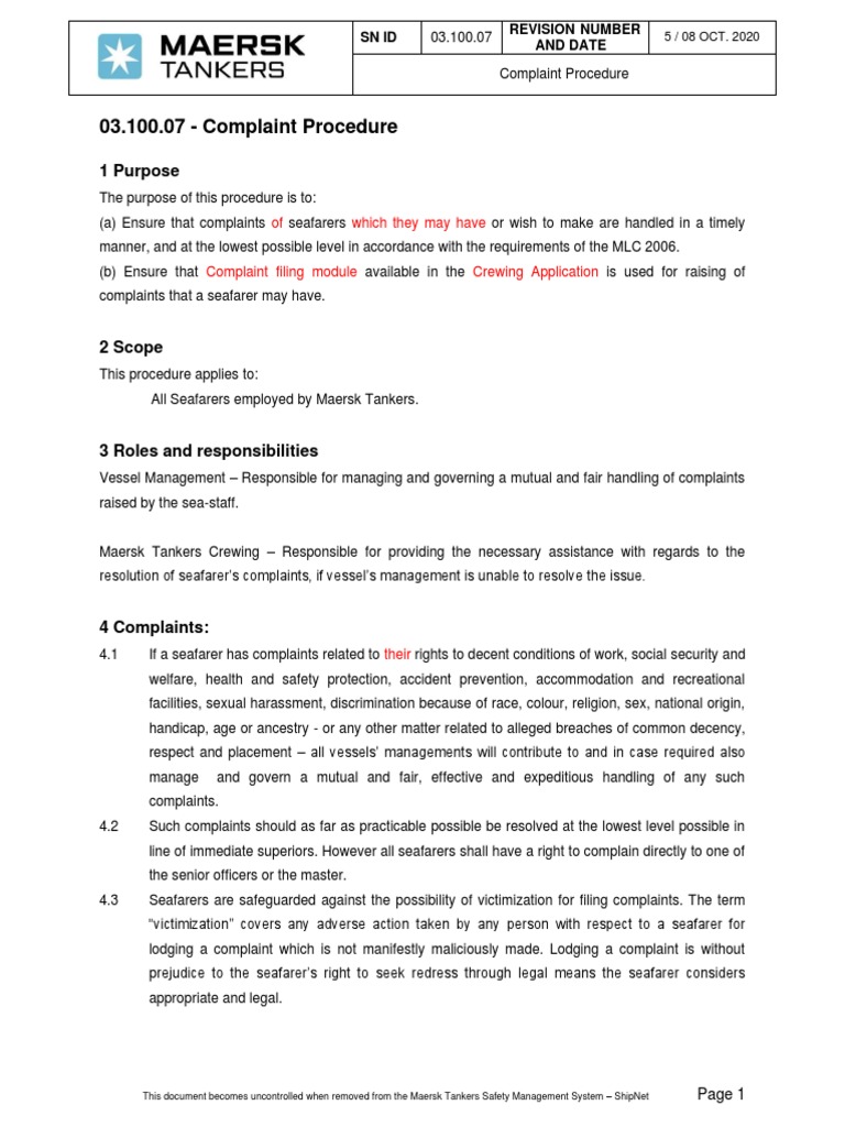 A Comprehensive Guide to Handling Seafarer Complaints Onboard | PDF