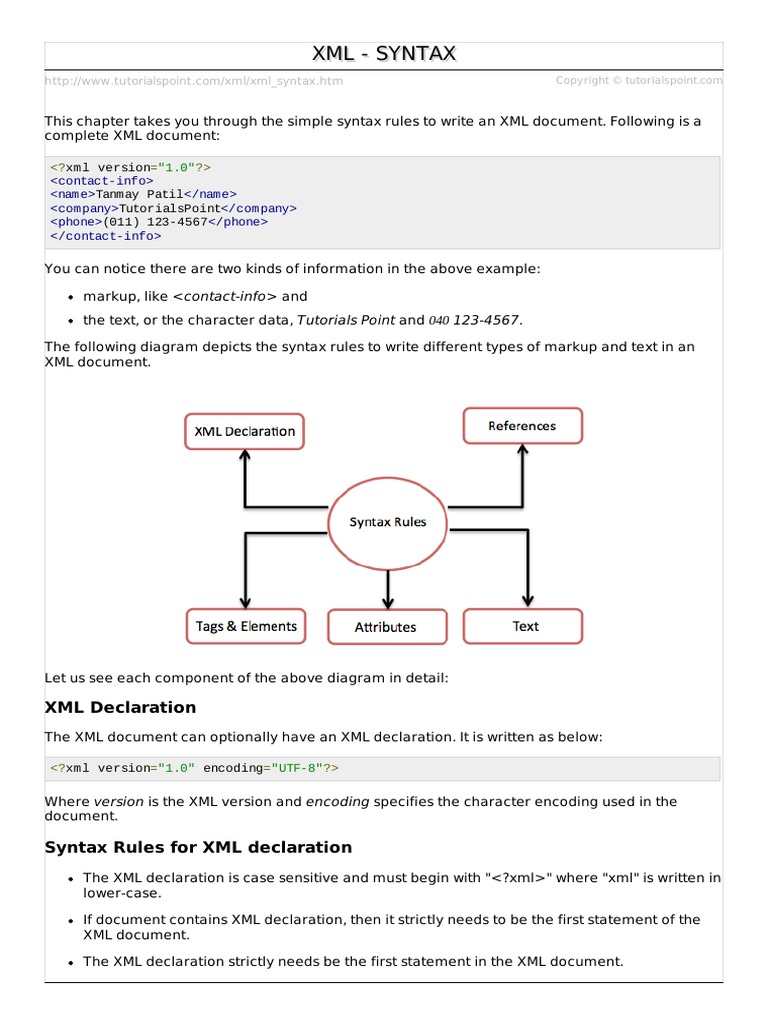 XML Syntax | PDF | Xml | Html Element