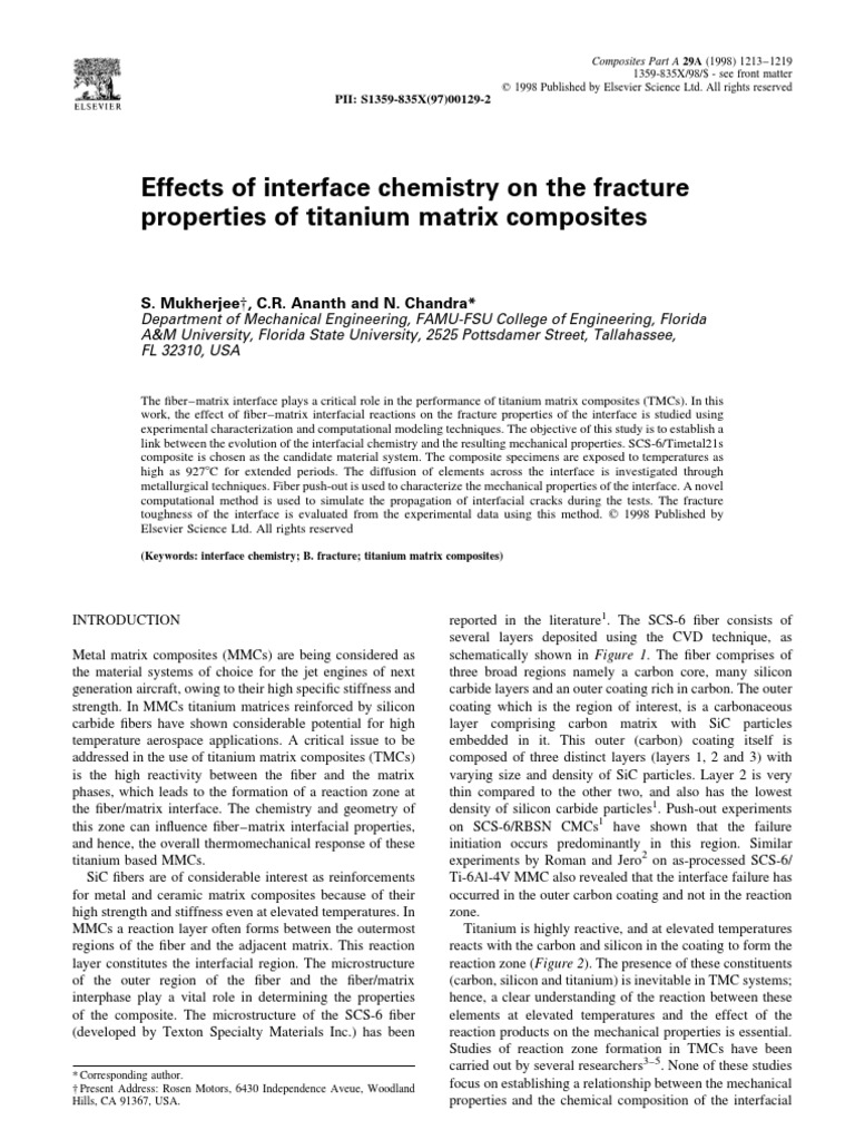 Interface Chemistry Ti Composites PDF Composite Material Fracture