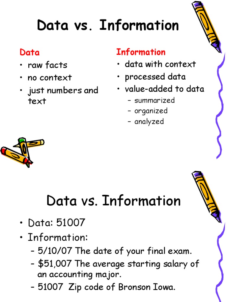 Data Vs Information PDF Data Information
