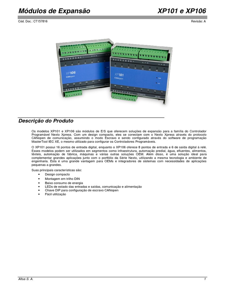 Módulos de E/S XP101 e XP106 | PDF | Entrada/Saída | Fonte de energia