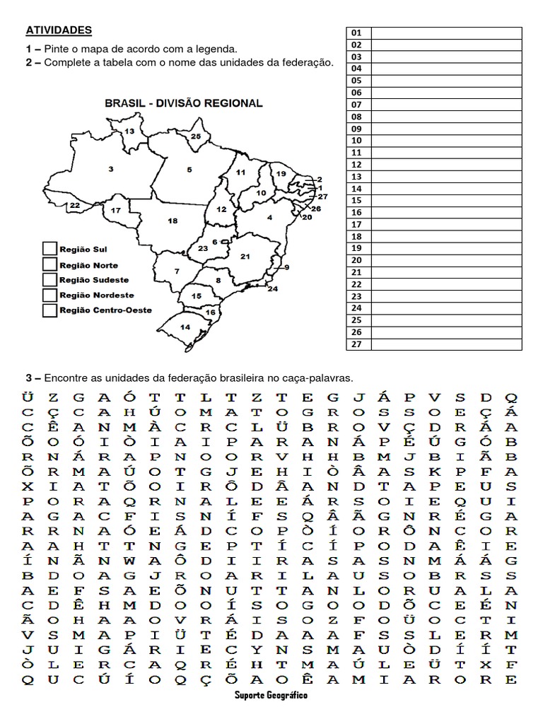 Caça Palavras Estados Do Brasil | PDF