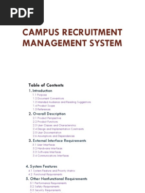 Campus Recruitment Management System | PDF | Use Case | Databases