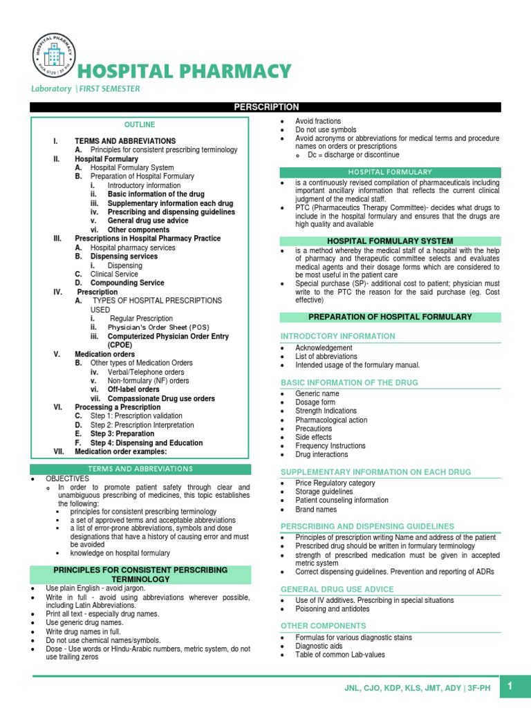 Hospital Pharmacy Prescription Guide | PDF | Medical Prescription ...