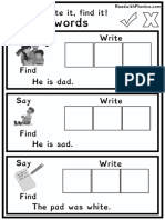 Sayit Writeit Findit Phonics Worksheets CVCWordswith Pictures