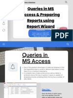 Queries in MS Access & Preparing Reports Using Report Wizard