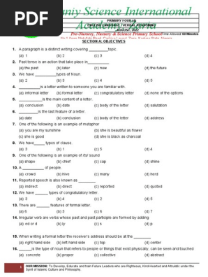 PRIMARY FOUR EXAMS THIRD TERM