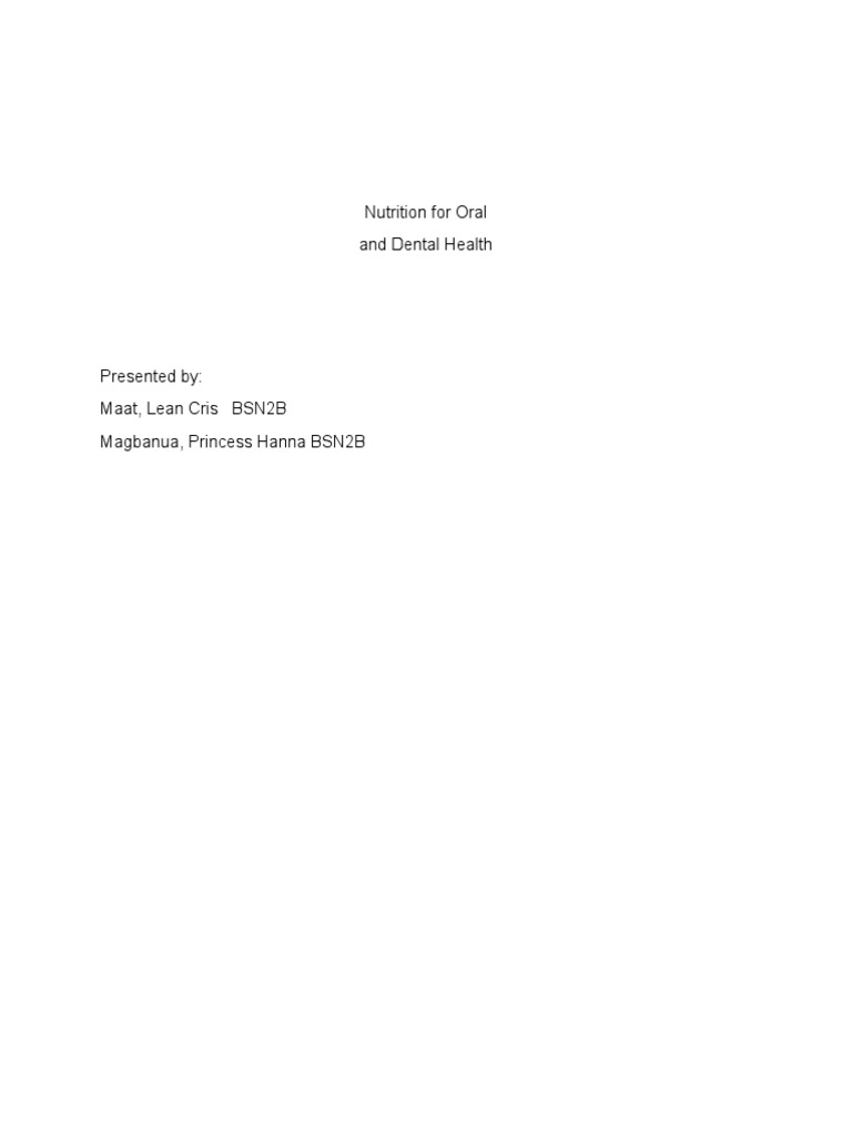 Nutrition report pdf oral hygiene health care