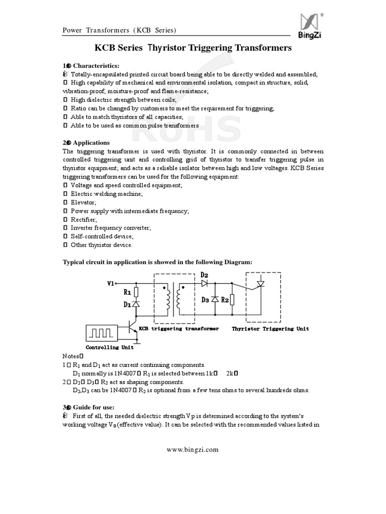 KCB Series Thyristor Triggering Transformers | PDF | Transformer ...