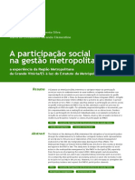 1 - SILVA, B.; CLEMENTINO, M. a Participação Social Na Gestão Metropolitana