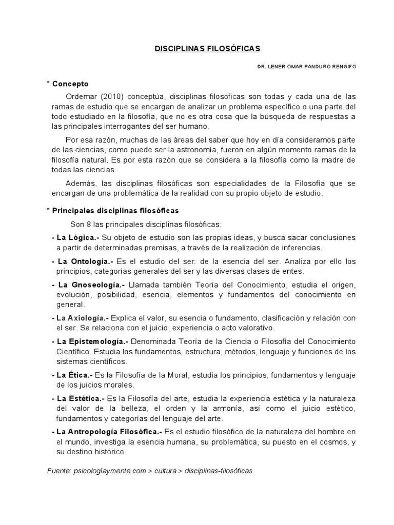 Disciplinas Filosóficas Pdf Conocimiento Teoría