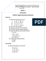 PIE Worksheet - Algebraic Expressions