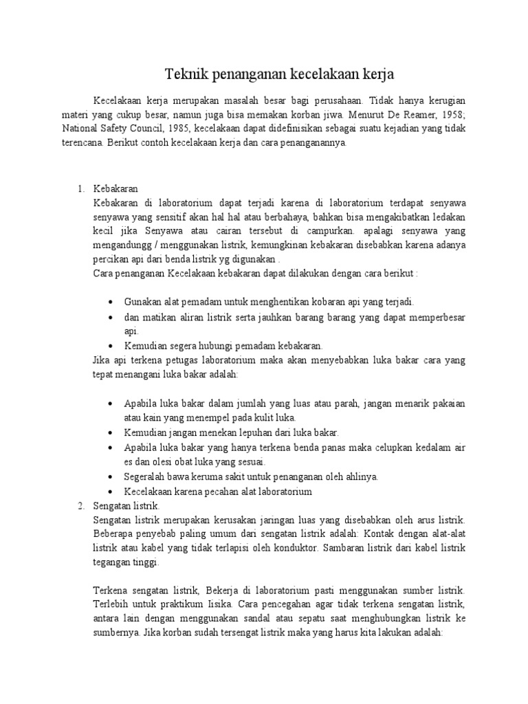 Teknik Penanganan Kecelakaan Kerja Pdf