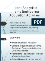 Content Analysis in Systems Engineering Acquisition Activities