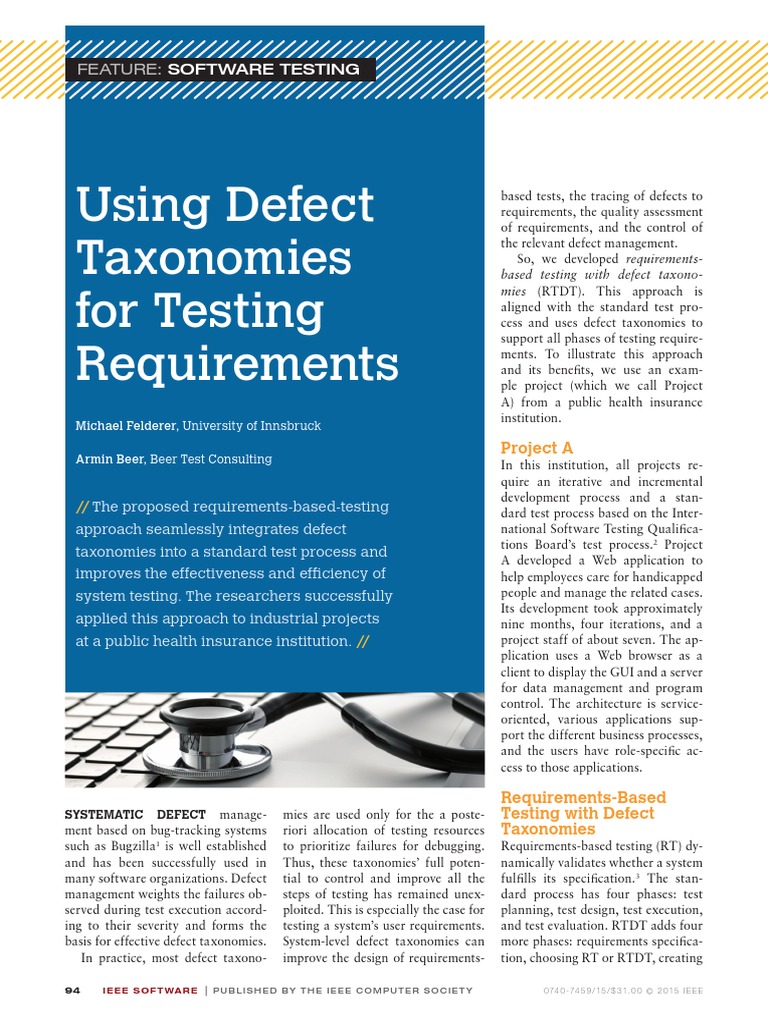 Using Defect Taxonomies For Testing Requirements | PDF | Software ...