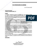 Carta de Presentación de Auditoria