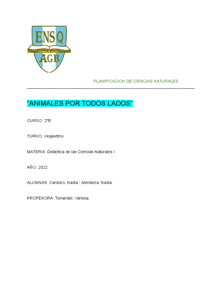 Planificacion de Ciencias Naturales | PDF | Método de enseñanza ...