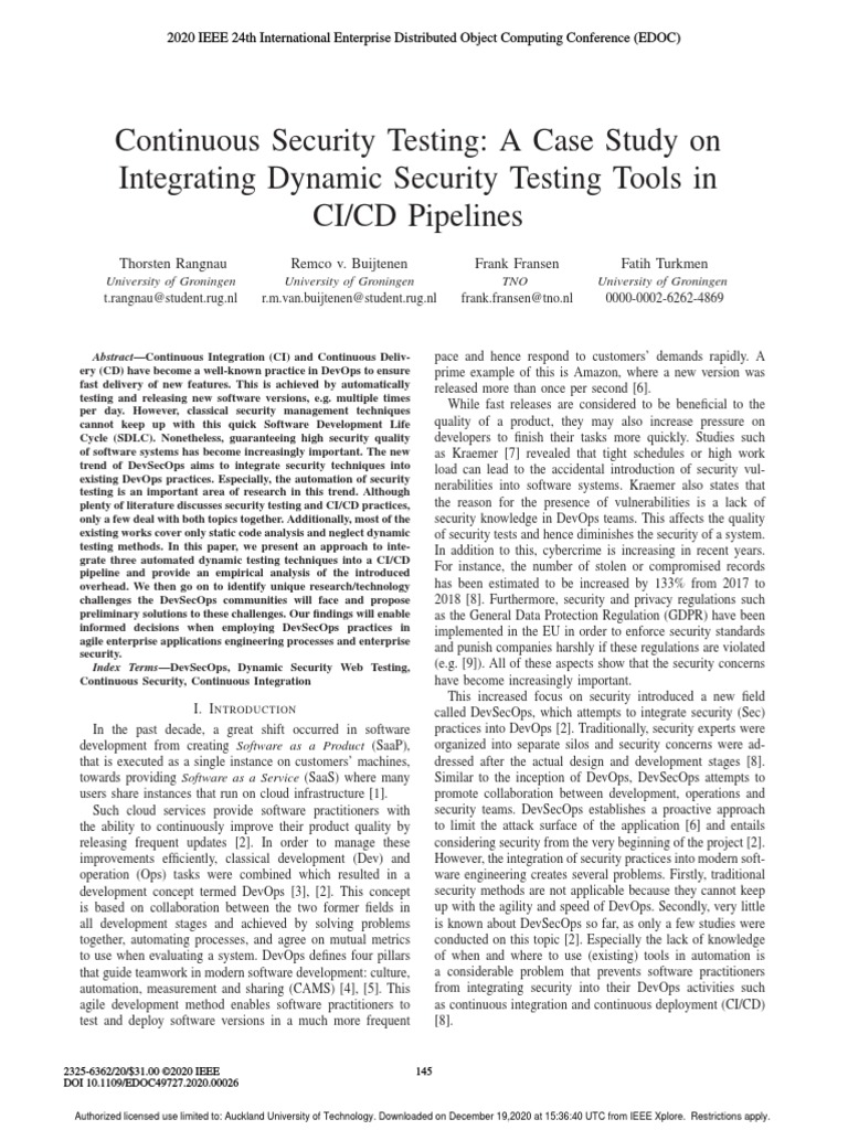 Continuous Security Testing - A Case Study On Integrating Dynamic ...