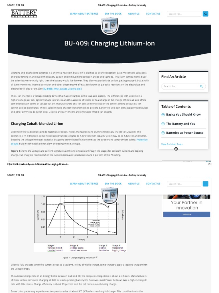 BU409 Charging LithiumIon Battery University PDF Lithium Ion