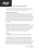 Epistemological Assumptions: Qualitative vs. Quantitative Research