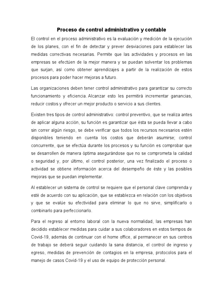 Control Administrativo y Contable Eficaz | PDF | Contabilidad | Bancos