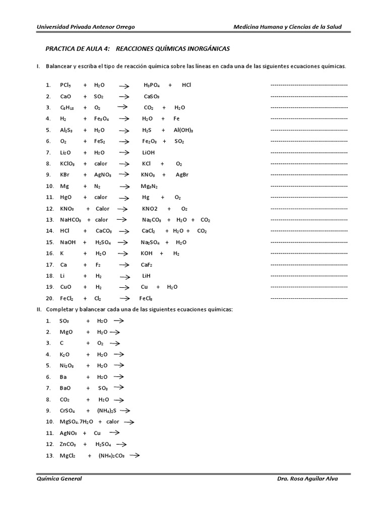 Práctica de Aula 4 - Reacciones Químicas | PDF | Redox | Electroquímica