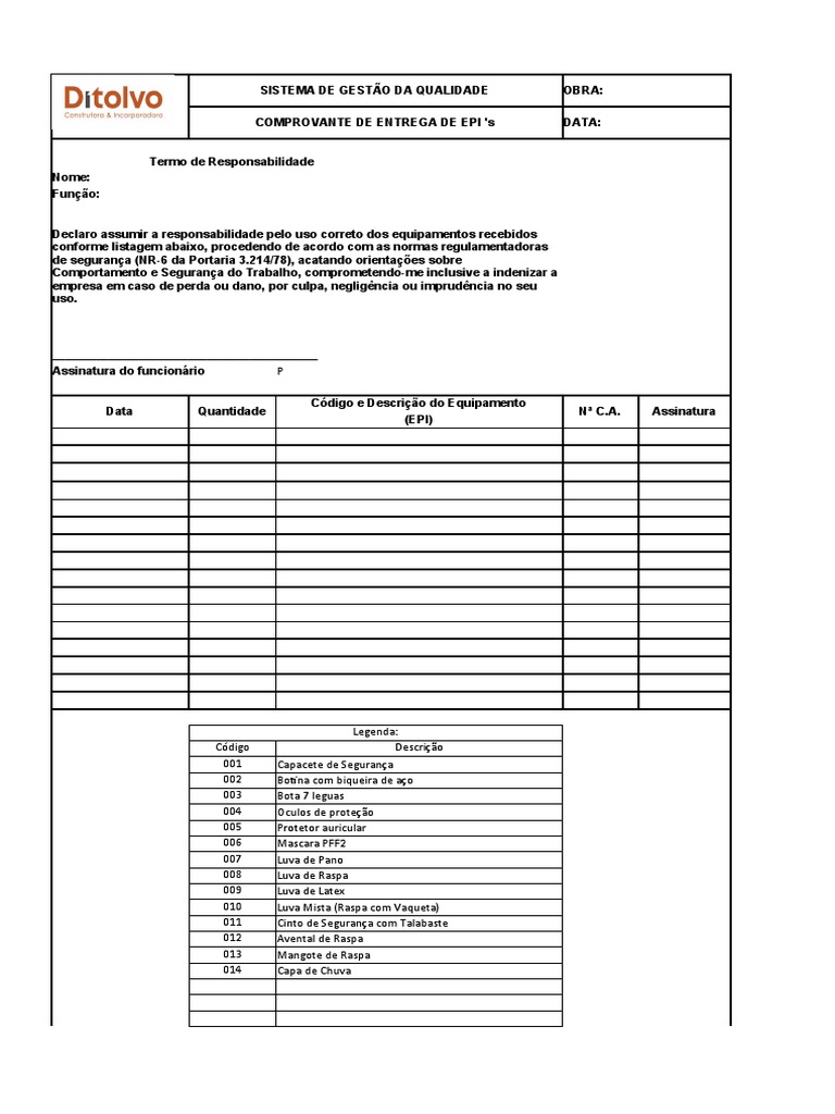 Modelo Entrega Epi