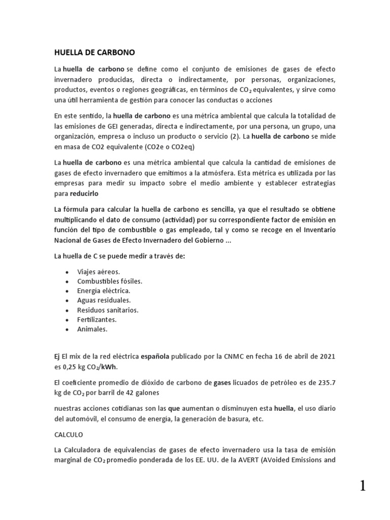 Cómo Calcular la Huella de Carbono | PDF | Gases de efecto invernadero ...