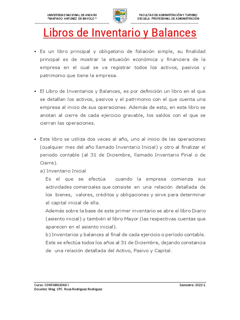 Libro de Inventarios y Balances | PDF | Contabilidad | Contabilidad ...