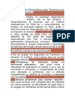 Novos Critérios Diagnósticos para Transtorno Do Espectro Do Autismo