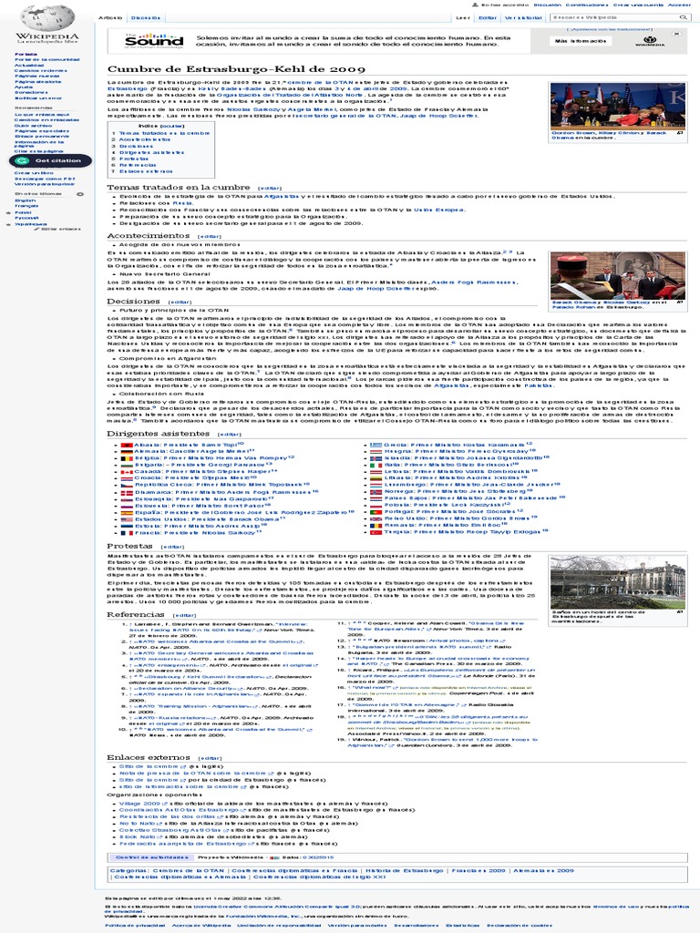 Cumbre de EstrasburgoKehl de 2009 PDF OTAN Gobierno