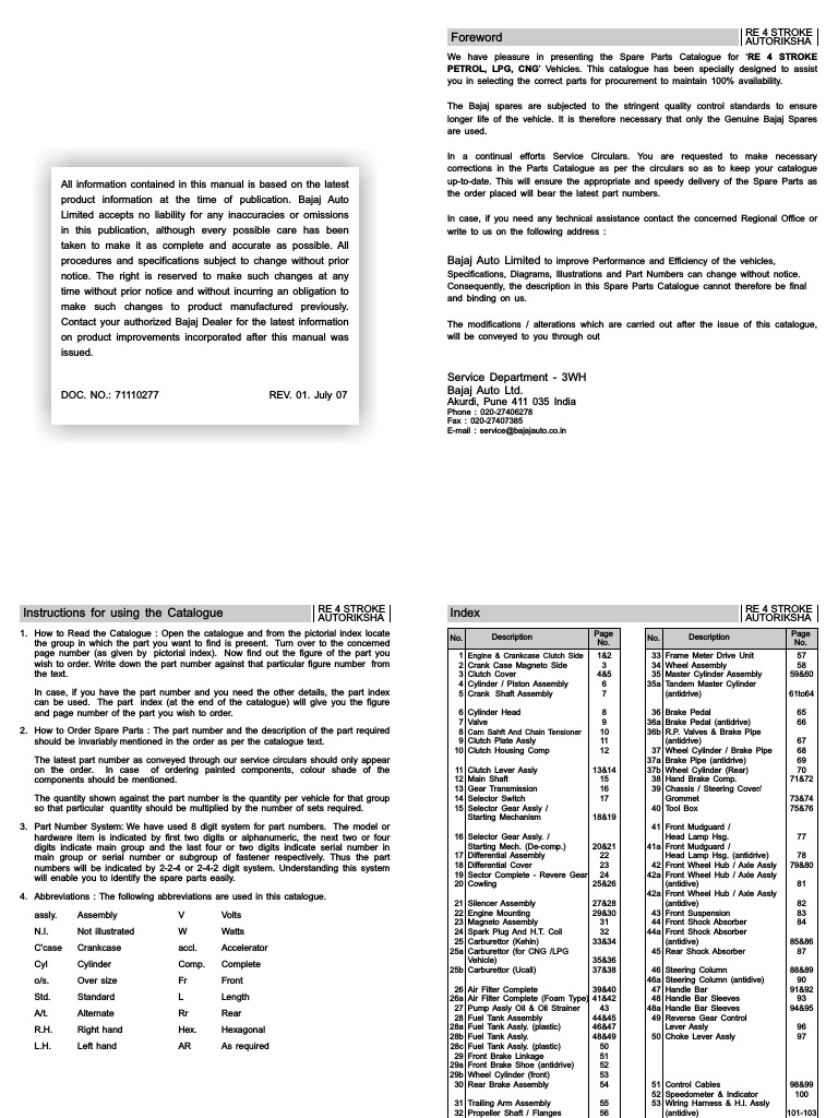 BAJAJ AUTO RICKSHAW SERVICE MANUAL PDF 2021 visual data 2