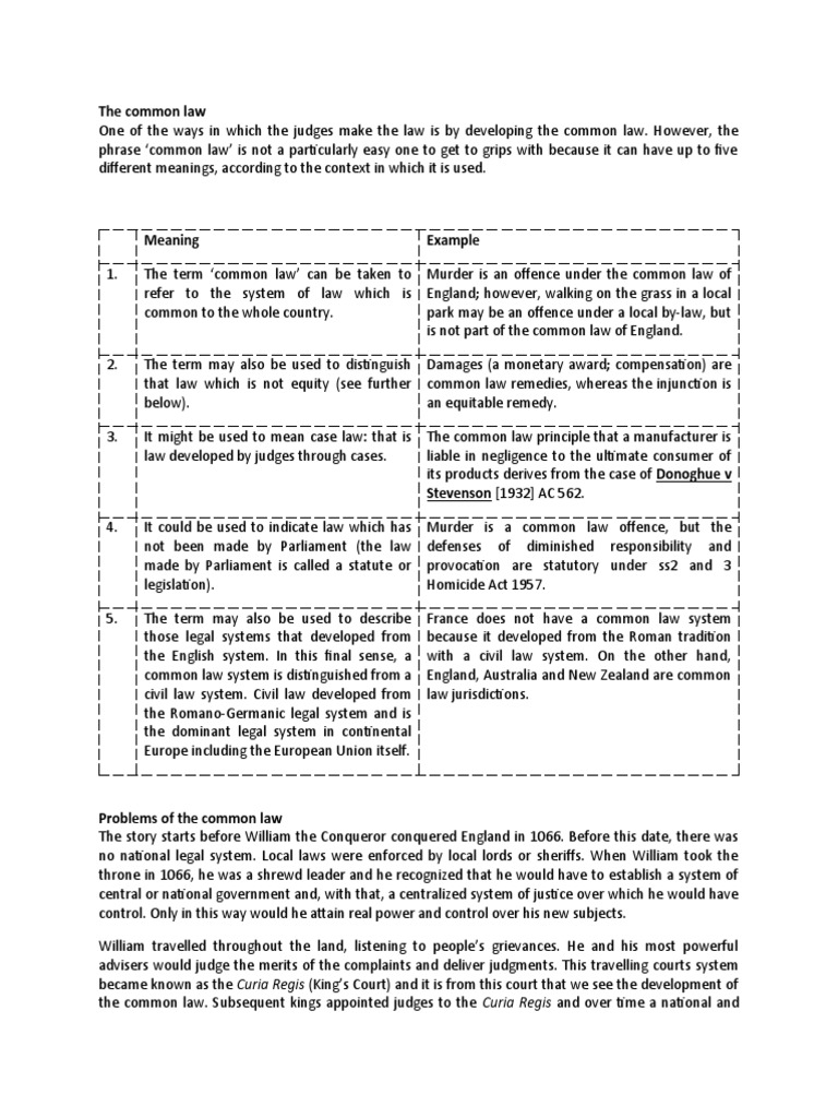 Common Law Equity Notes Pdf Equity Law Legal Remedy