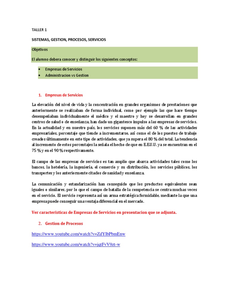 Gestión de Empresas de Servicios y Procesos | PDF | Calidad (comercial ...