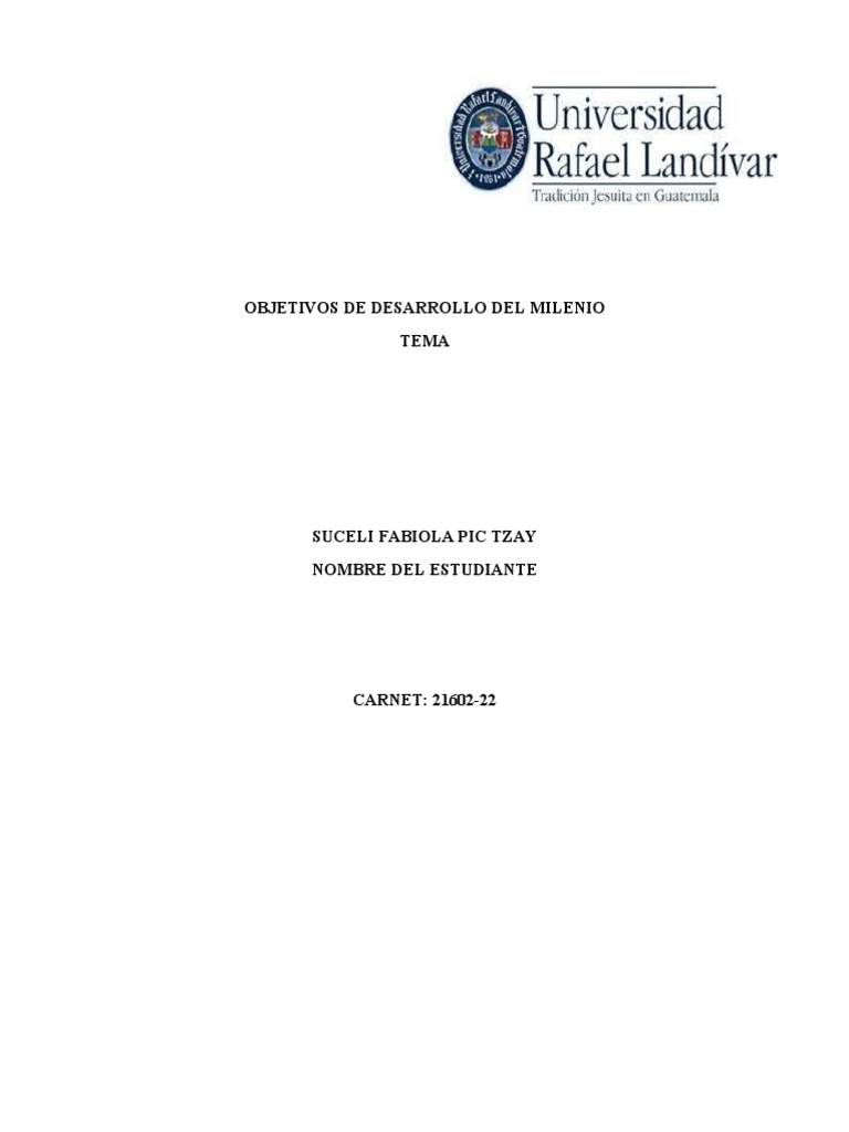 Objetivos de Desarrollo Del Milenio PDF Economias