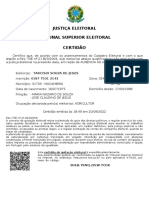 Justiça Eleitoral Tribunal Superior Eleitoral Certidão: Sdeb - Yknq./S5W.Ycdk