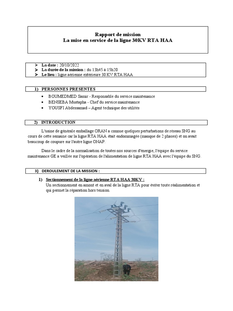 Rapport de mise en service RTA HAA | PDF