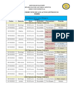 Distribución de Presidencia de Actos Liturgicos Octubre