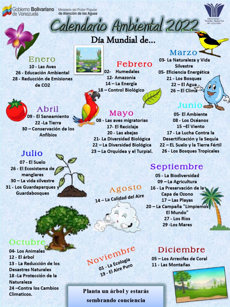 Calendario Ambiental PDF Entorno natural Biodiversidad