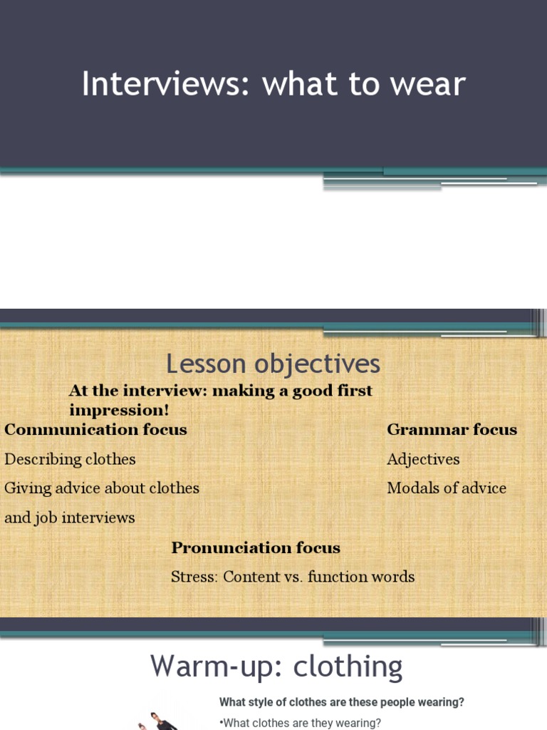 Interviews What To Wear PDF Verb Clothing