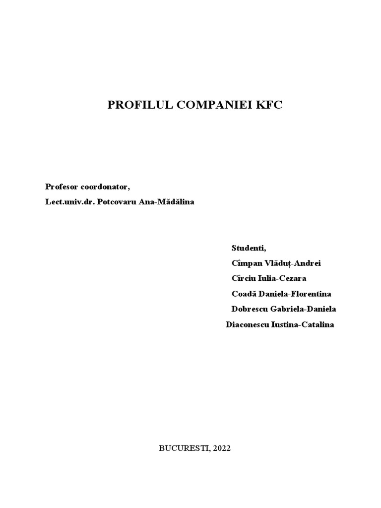 Profilul Companiei KFC | PDF