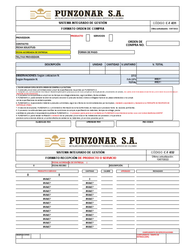Formato de Orden de Compra y Recepción | PDF | Business